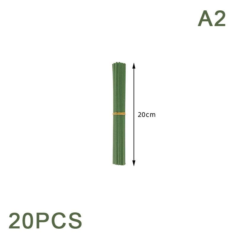 20Pcs 15/20/25/30/40Cm Artificial Green Flower Stem Diy Floral Material Handmade Wire Stem Accessoies For Wedding Home Decor A2
