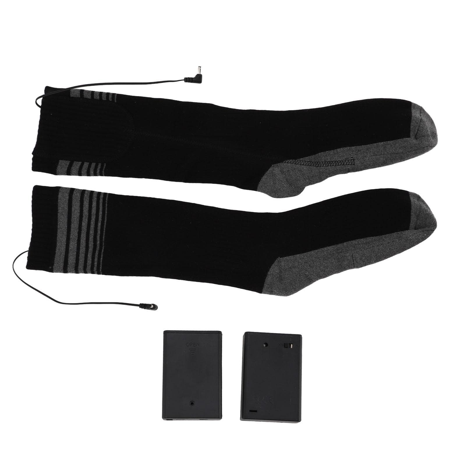 Heated Socks for Men Women Knitted Cotton Electric Thermal Socks Foot Warmer with Battery Box and