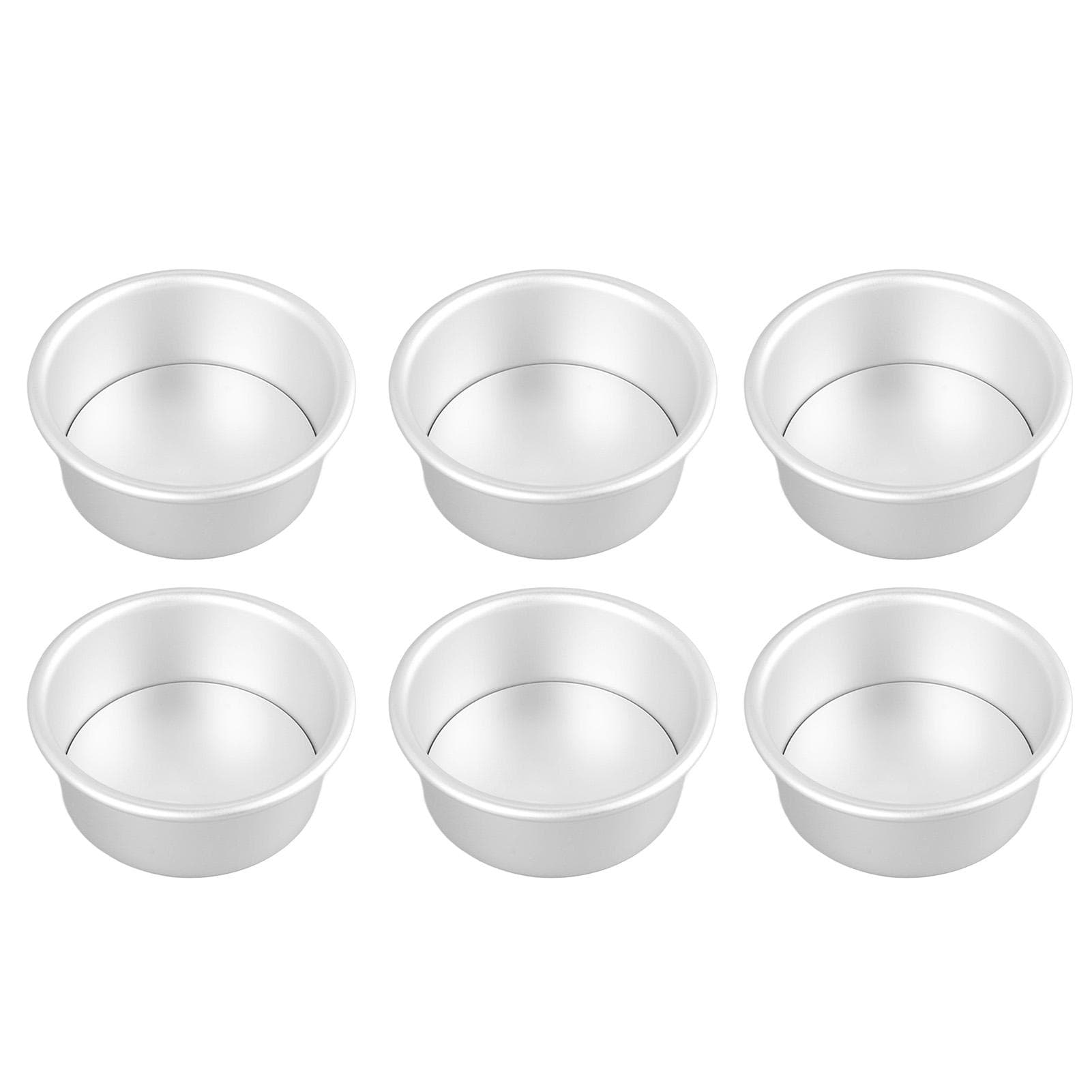 4 Inches 6pcs Cake Mould Non Stick Removable Base Round Cake Pan Set for Wedding Birthday Party