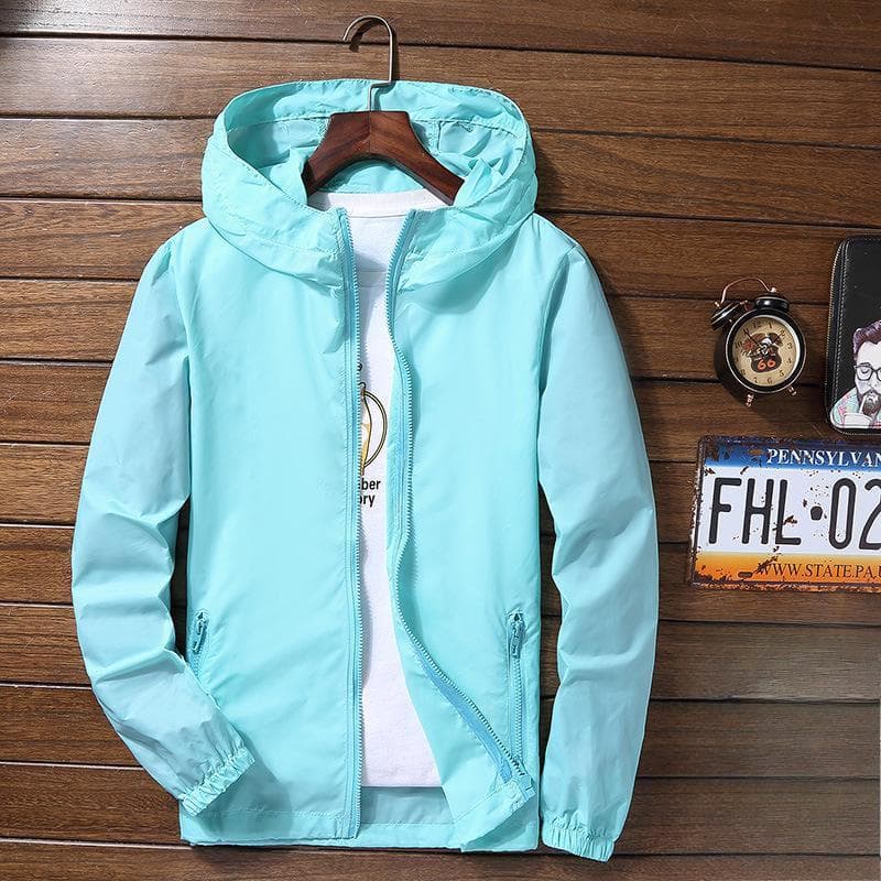 Unisex Thin Quick-Dry Windbreaker: Breathable, Sun Protection, Large Sizes for Outdoor Sports XL aqua