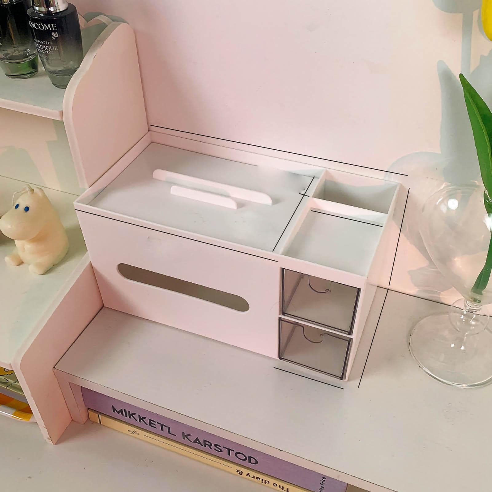 Cosmetics Storage Box Tabletop Tissue Box Lovely Decorative Paper Basket Desktop Makeup Organizer