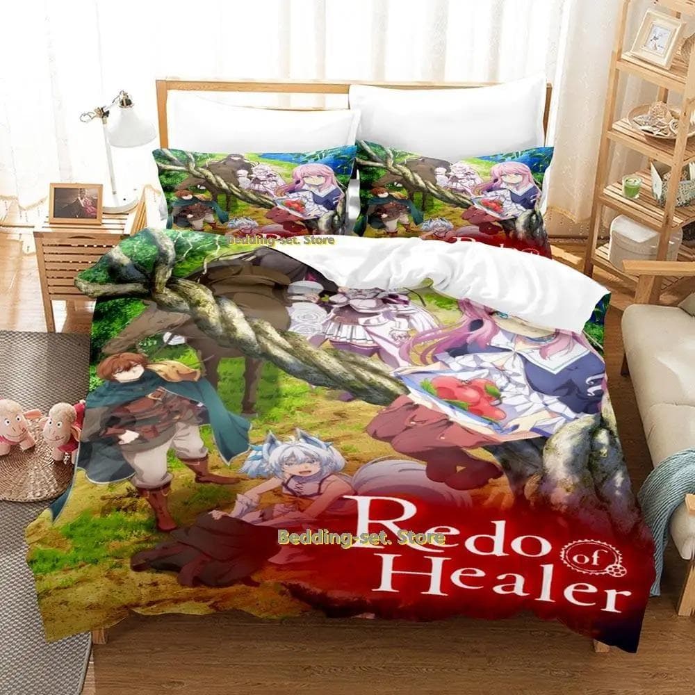 Redo of Healer Bedding Set Single Twin Full Queen King Size Bed Set Adult Kid Bedroom Duvetcover Sets Anime parure de lit Bed 70x133cm 2pcs
