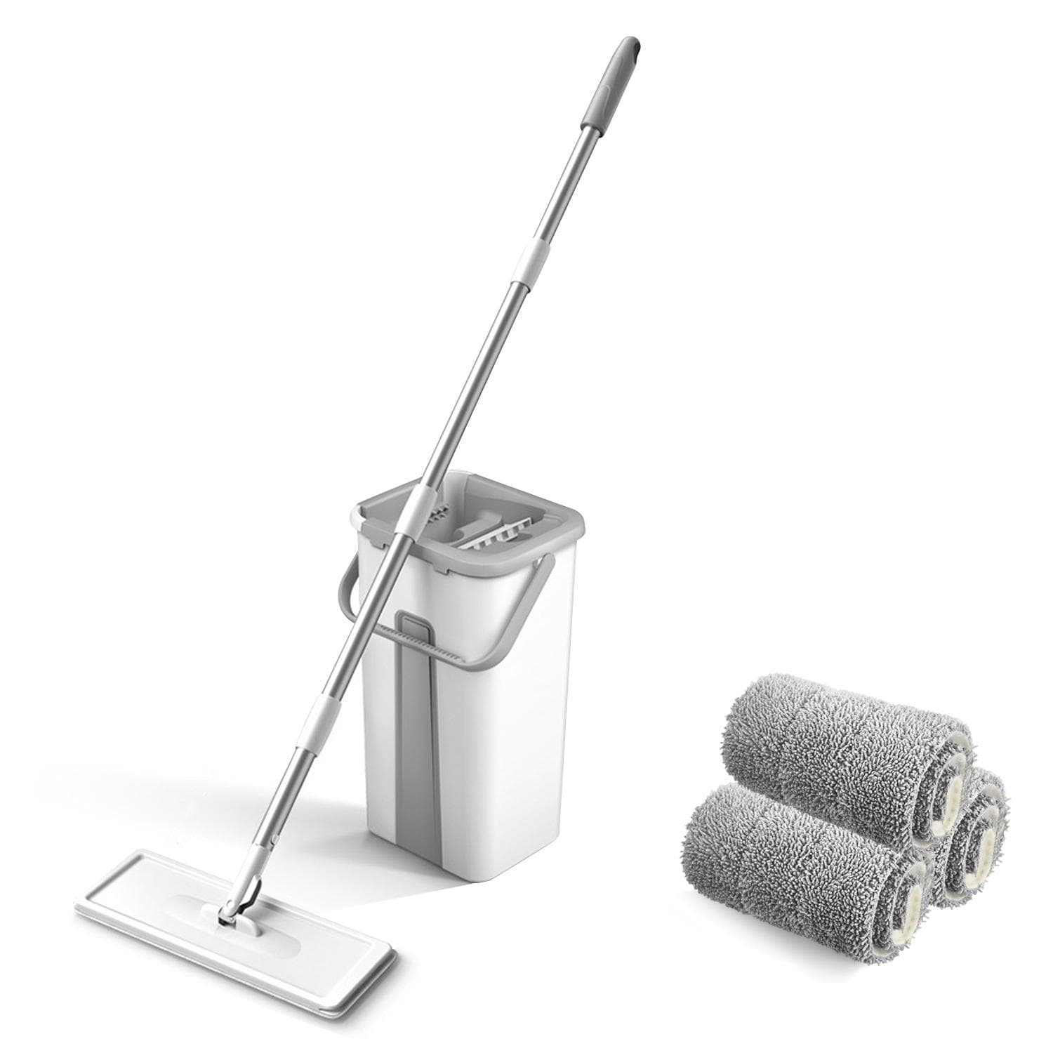 Microfiber Mop with Bucket Floor Cleaning Squeeze Hand Free Floor Mop Washable Pads Reusable Dust 3PCS mop pads