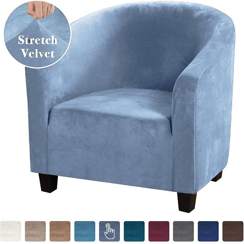 High Stretch Sofa Cover Velvet Tub Chair Cover Skid Resistance Furniture Protector Stretch Fabric Super Soft Couch Slipcover sky blue