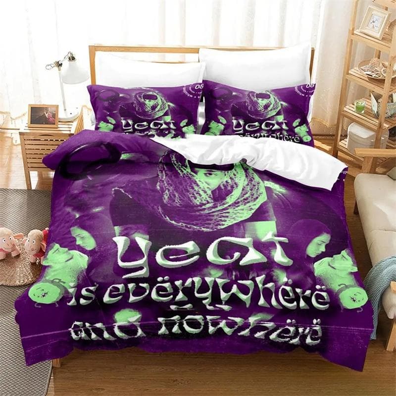 3D Print Yeat Rapper Bedding Set Boys Girls Twin Queen Size Duvet Cover Pillowcase Bed Kids Adult 2/3pcs 135X200cm