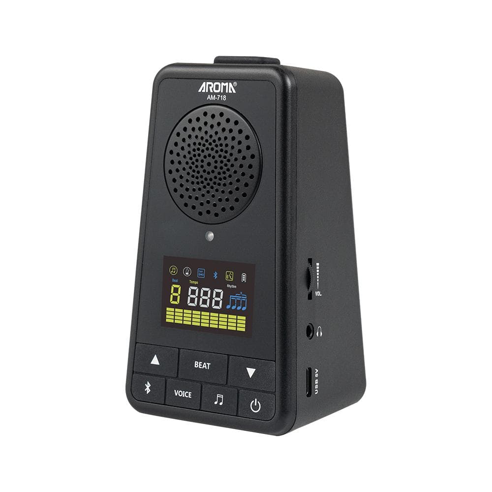 AROMA 2-in-1 Metronome BT Speaker for Guitar Piano Drum Violin Rechargeable Digital Metronome with 11.9x6.6x5.9cm black