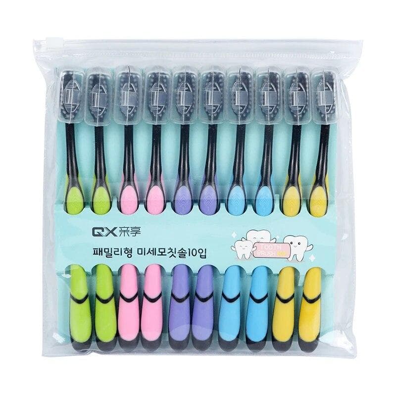 10Pcs Colorful Natural Bamboo Charcoal Toothbrush Set Soft Bristle Teeth Cleaning Toothbrushes Dental Oral Care 10pcs
