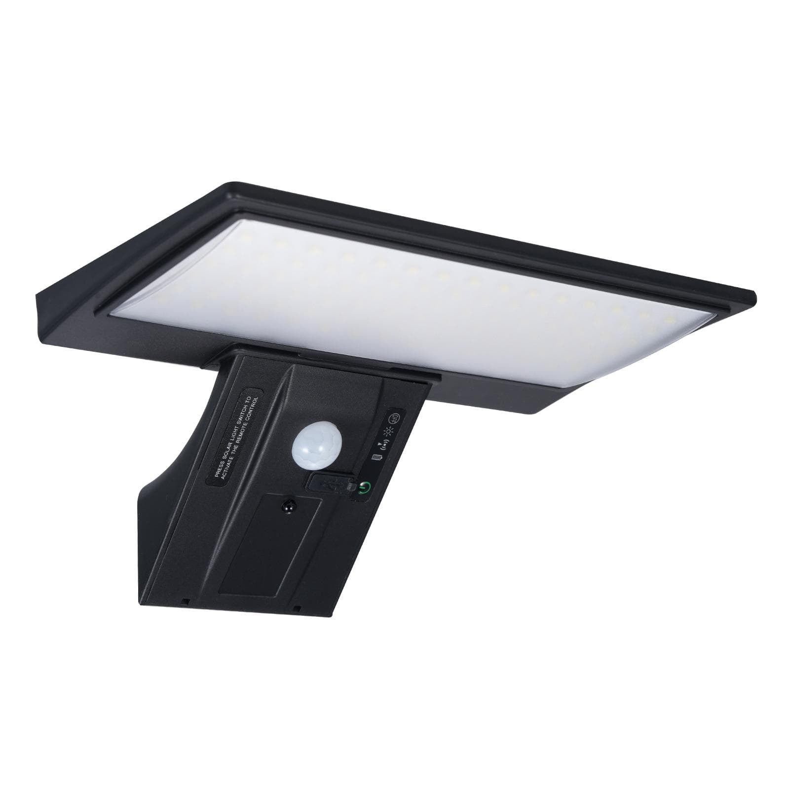 90LEDs Solar Wall Lamp PIR Motion Sensor Light 6000K Dust to Dawn Solar-powered Wall Light with black