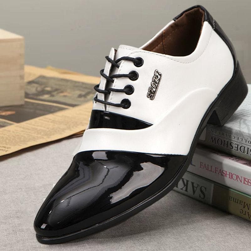 Black and White Business Formal Wear Men's Shoes New Men's Performance Shoes Pointed Leather Shoes Fashion Men's Wedding Shoes 41