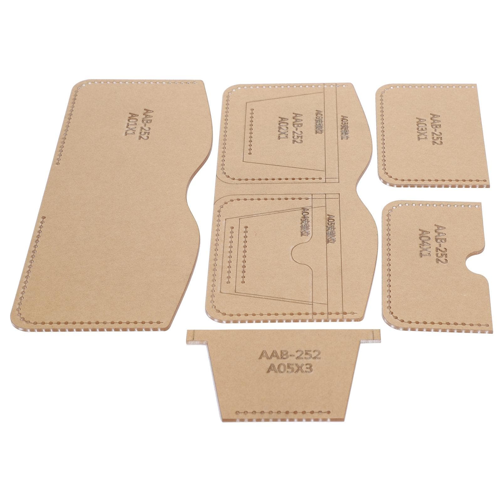 5Pcs Acrylic Template Short Wallet DIY HandMade Leather Pattern Mold Craft Tools