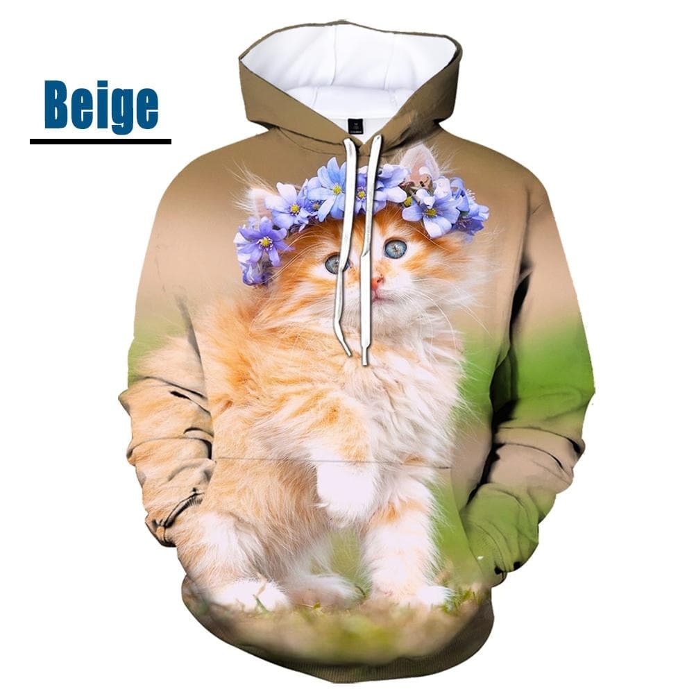 New Fashion Cat Hoodies 3D Animal Cat Printed Hoodie Casual Men Women Hooded Pullovers 5XL