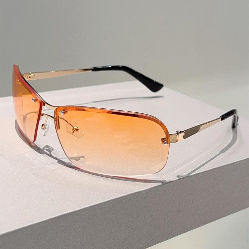 Y2K Vintage Rimless Sunglasses Women Men Luxury Designer Punk Metal Pink Eyeglasses Sexy Ladies Popular Sun Glasses