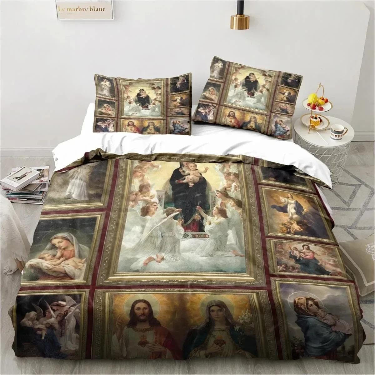 Jesus Christ Church Mary Christian Religious Bedding Set Duvet Cover Bed Set Quilt Cover Pillowcase Comforter king Queen Size EU King 240x220cm