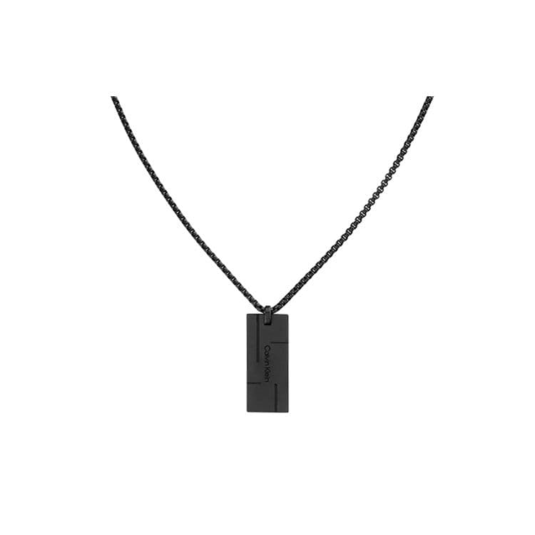 Calvin Klein Letter Engraved Vintage Hip Hop Gold Plated Steel Necklace Unisex necklace 35000059 Box