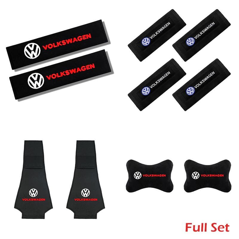 2026 Hot For VW VOLKSWAGEN Set Car seat Neck Pillows&Seat Belt Cover Comfort Rest Travel Cushion For Volkswagen VW GOLF Polo Tig