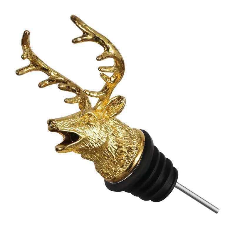 Zinc Alloy Deer Head Wine Pourer Unique Stag Wine Bottle Stoppers Wine Aerators Bar Tools Kitchen Accessories gold
