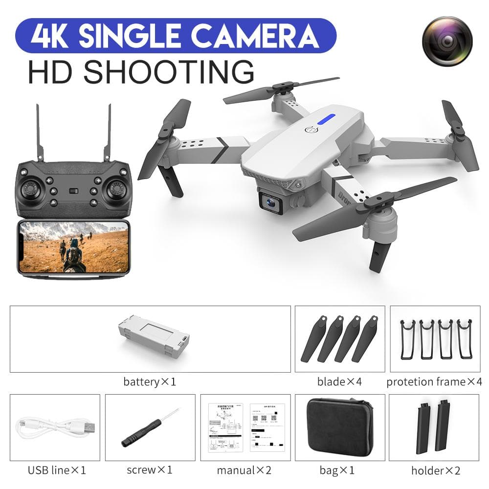 New RC Drone 4K Wide Angle High List/Dual Camera Optical Flow Positioning WiFi FPV Helicopter Foldable Selfie Quadcopter Toy Gift single camera 1 battery grey