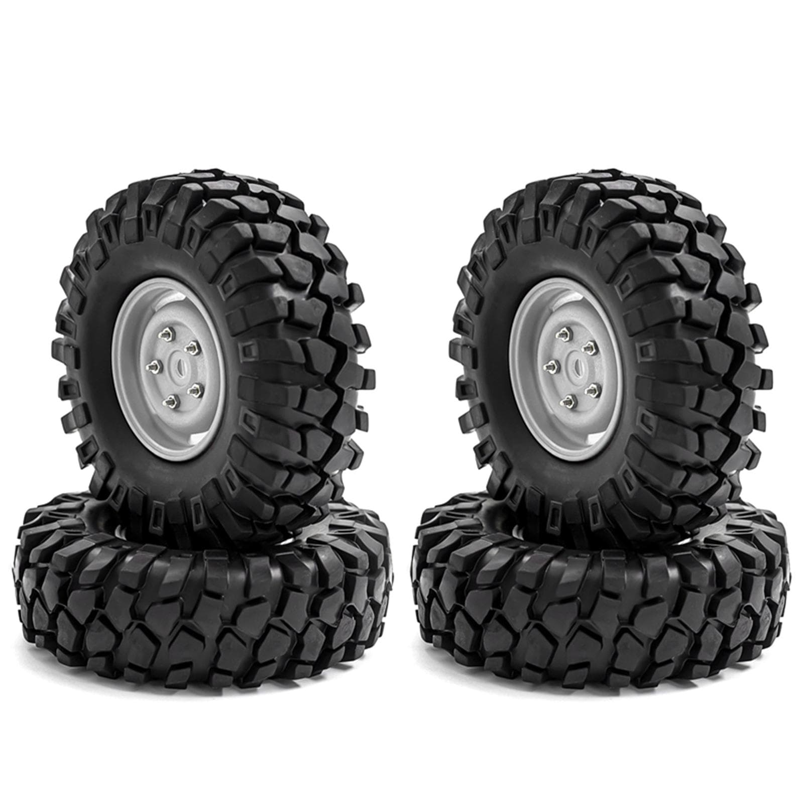 RC Crawler Rubber Tires RC Car Tires with Wheel Rims Replacement for 1/10 Traxxas TRX4 Axial type 1 white