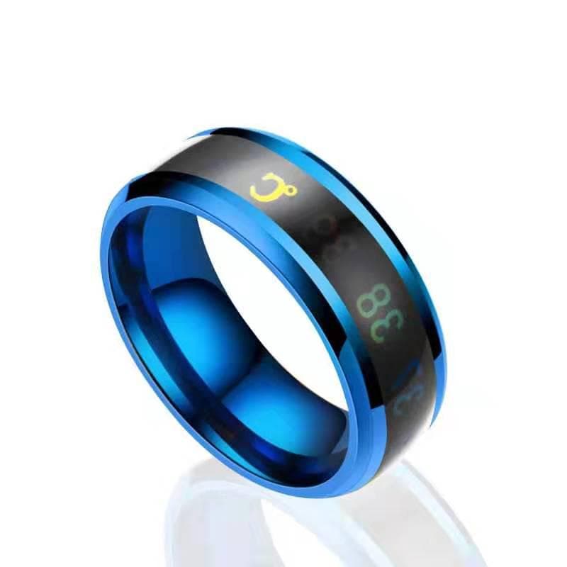 Intelligent Temperature Sensitive Titanium Steel Mood Ring in 5 Colors for Women and Men, Waterproof Emotion Feeling Jewelry 11 blue