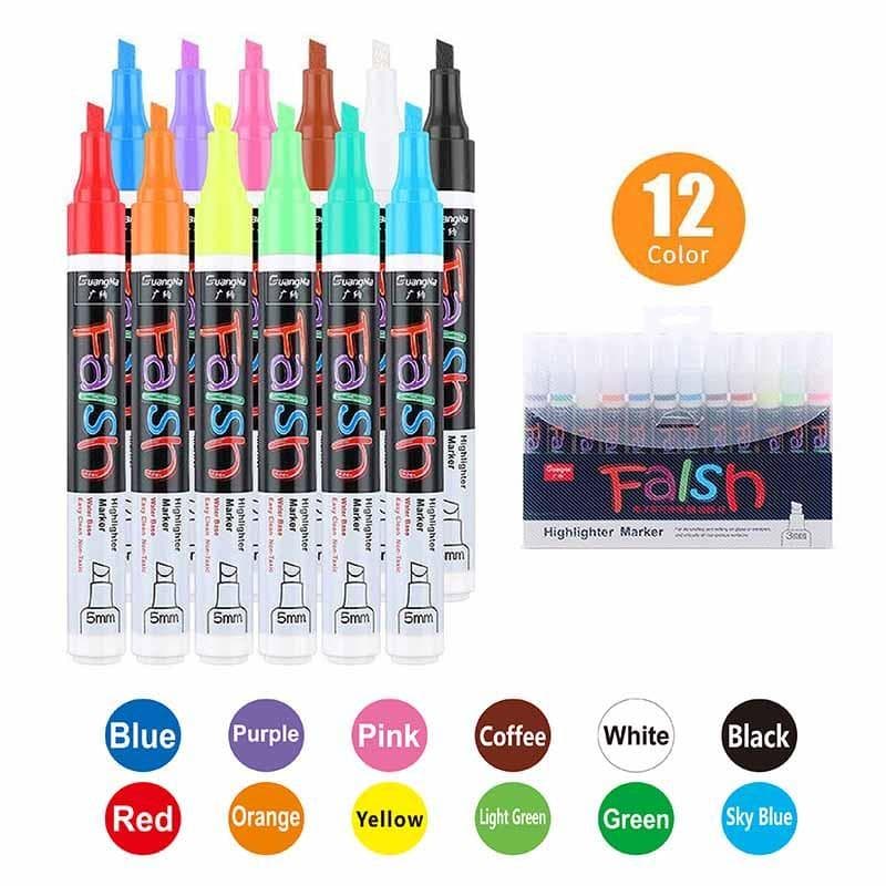 Liquid Chalk Markers for chalkboard 8 Pack / 12 Pack Dry Erase Fluorescent Neon Highlighter pen Non Toxic Safe Washable Marker for School Chalkboard 12pcs