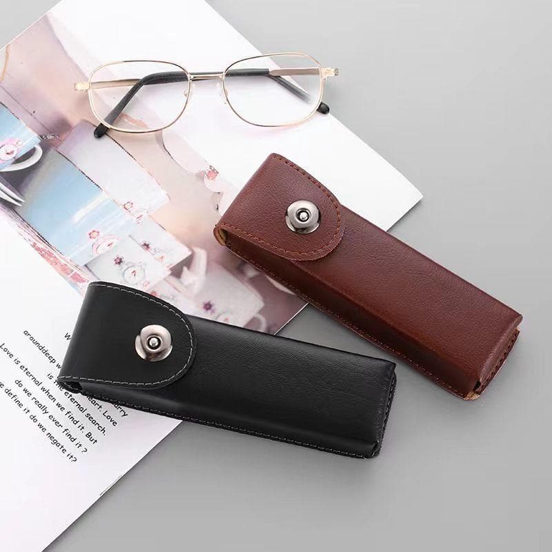 Classic Leather Presbyopic Glasses Case Women Elegant Leather Box Suitable for Narrower Reading Glasses Case Luxury and High-end brown