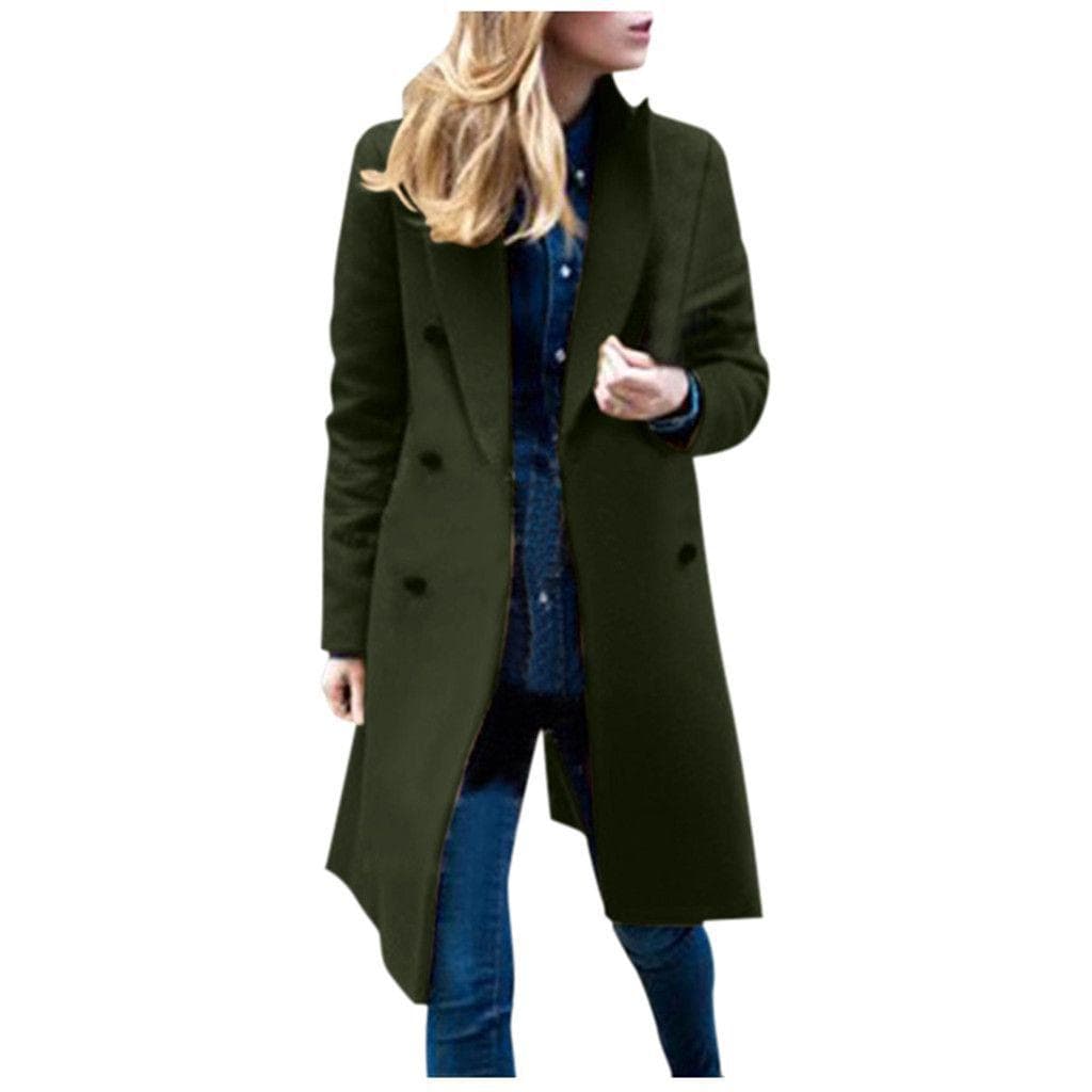 Medium and Long Plus Size Woolen Women's Coat Double-breasted Woolen Jacket 5XL