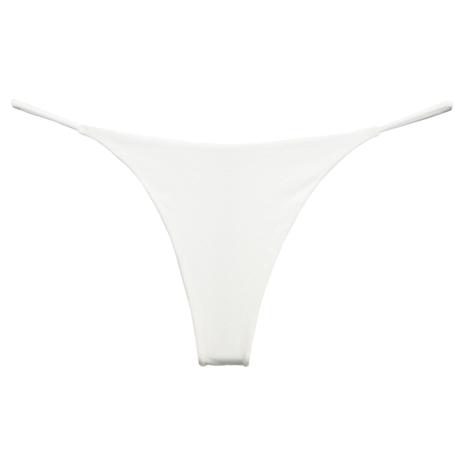 Womens Low Rise Thong Bikini Bottom Beach Sunbathing T-back Swimwear M white
