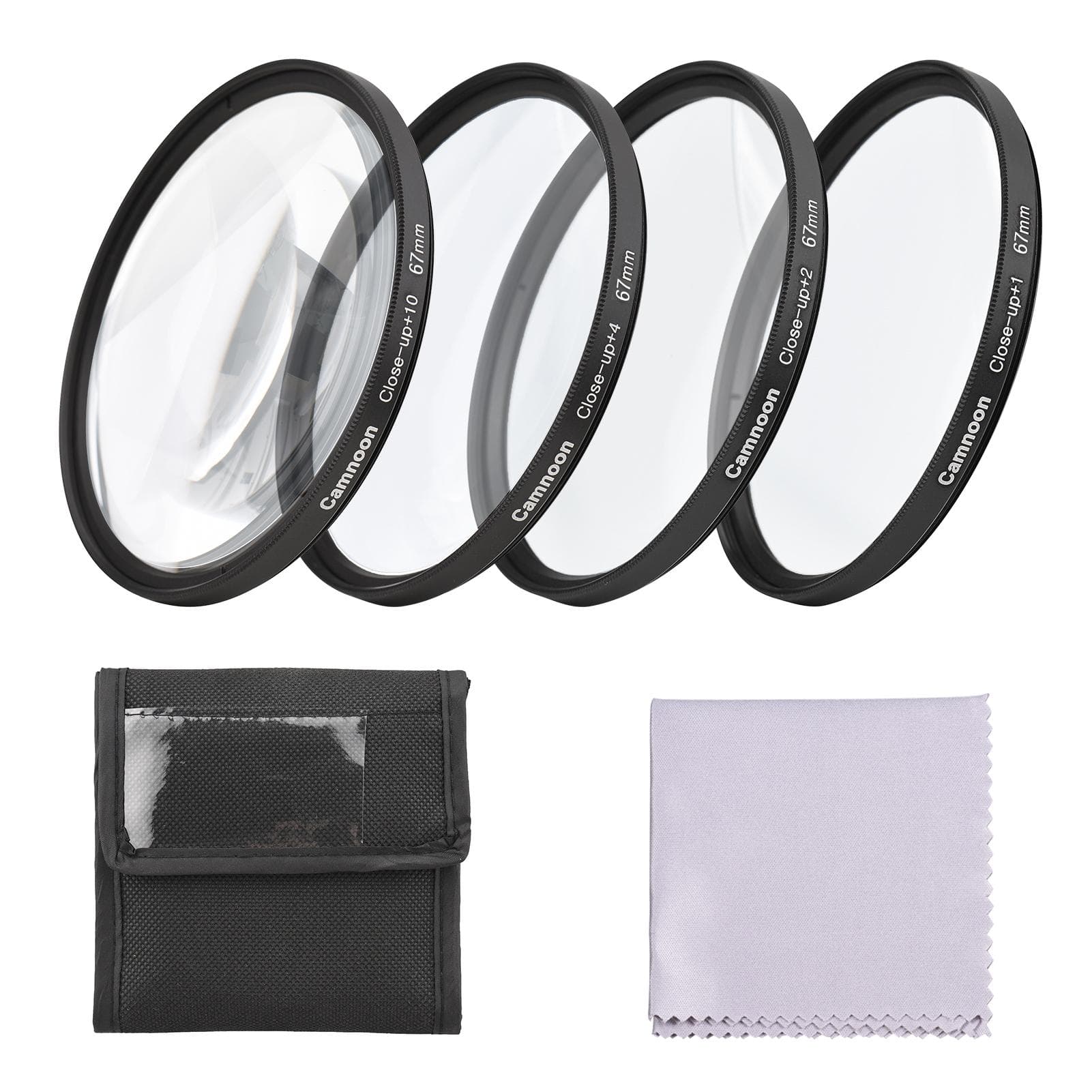 Camnoon 49mm Close-up Filter Kit 4pcs(+1,+2,+4,+10) Macro Filters Close-up Lens Filter Set with 67mm