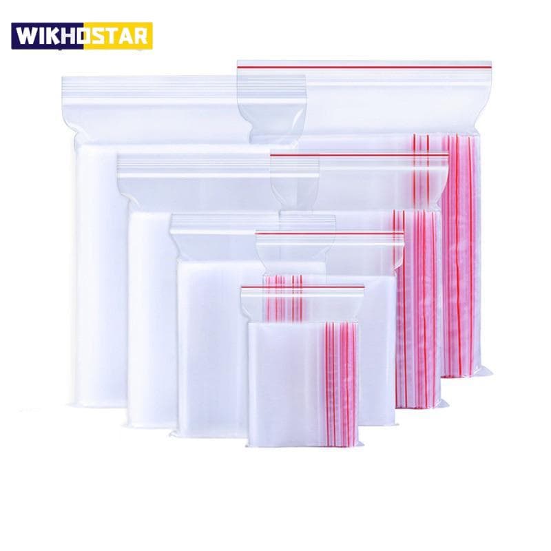100pcs/pack Resealable Zip Lock Bags Self Seal Clear Poly Bag Food Storage Package Vacuum Storage Bag Reclosable Fresh Organizer 100pcs 10*15cm