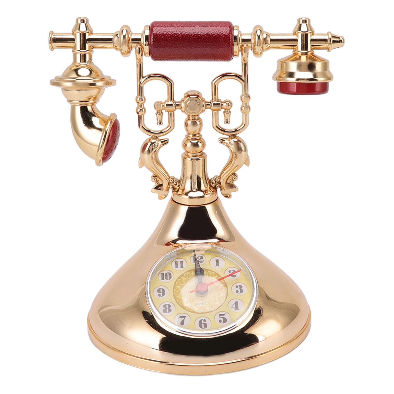 Vintage Telephone Alarm Clock Unique Elegant Accurate Time Bedside Clock Decoration for Home Cafe