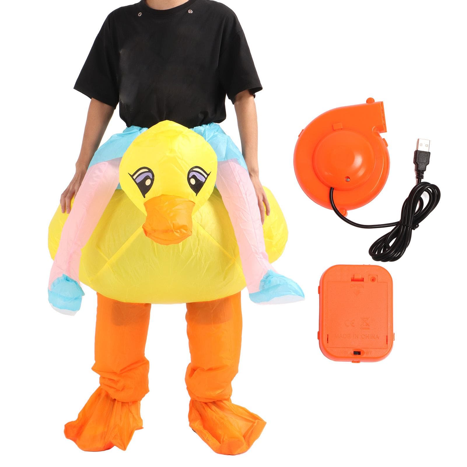 Inflatable Yellow Duck Costume Funny Innovative Cartoon Cute Lightweight Breathable Ride On Duck
