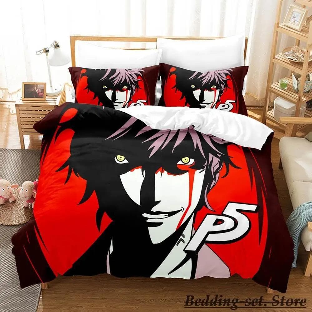 Game Persona 5 Bedding Set Cartoon Anime three-piece set Adult Kid Bedroom Duvetcover Sets 3D Kawaii lit 2 personnes 70x133cm 2pcs