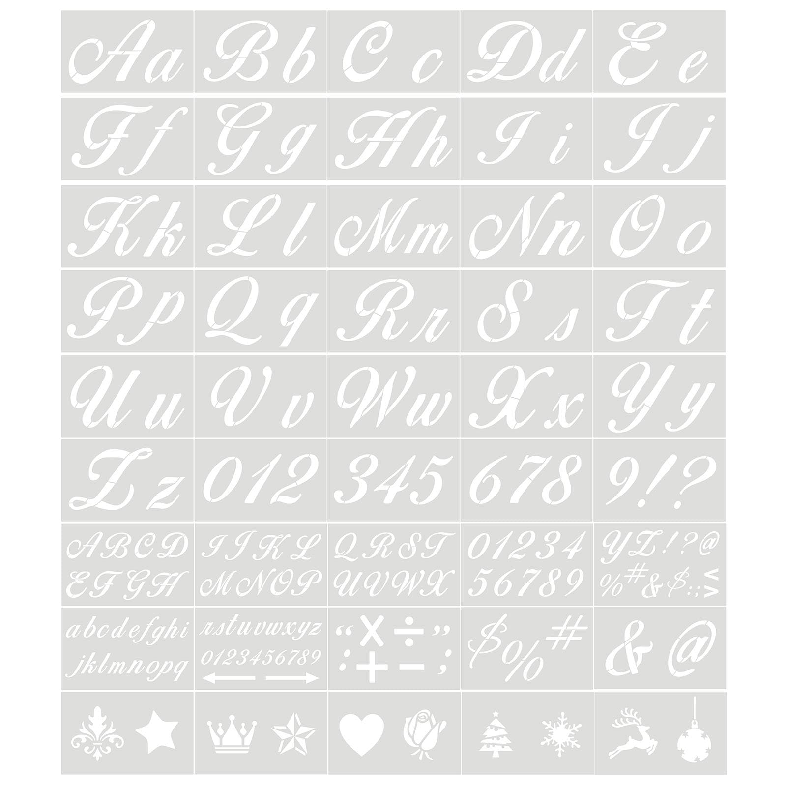 45PCS Stencils Letter and Number Template Reusable Washable Alphabet Stencils Environment-friendly 45PCS Type A transparent