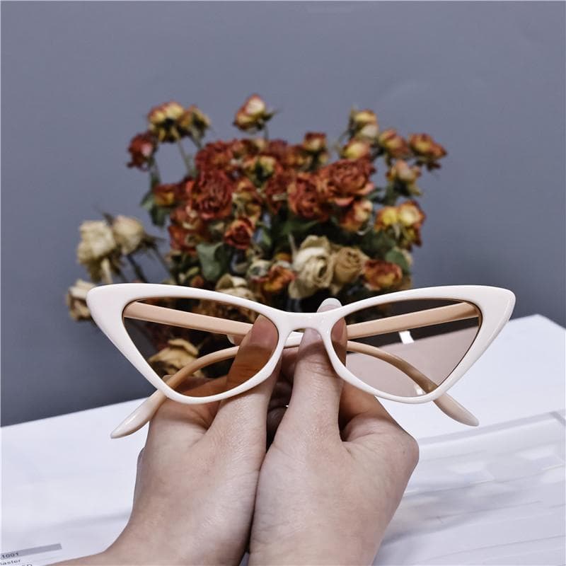 Women's Cat Eye Fashion New Sunglasses Vintage Personality Desig Zebra Pattern Gray Shade Sun Glasses Latest Popular UV400 AS Picture white
