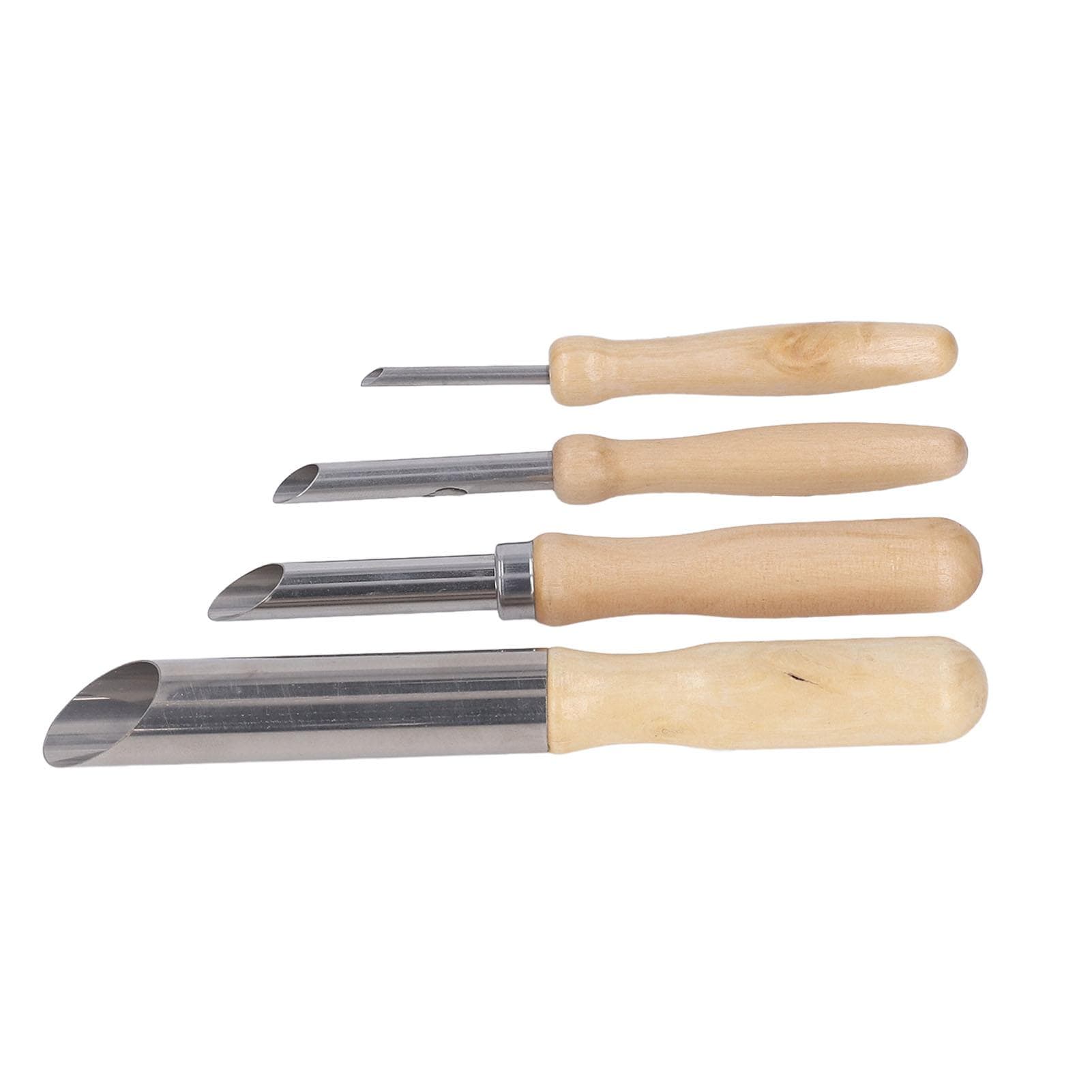 4PCS Clay Hole Cutter Solid Wood Handle Round Stainless Steel Blade Sculpture Modeling Tool Set