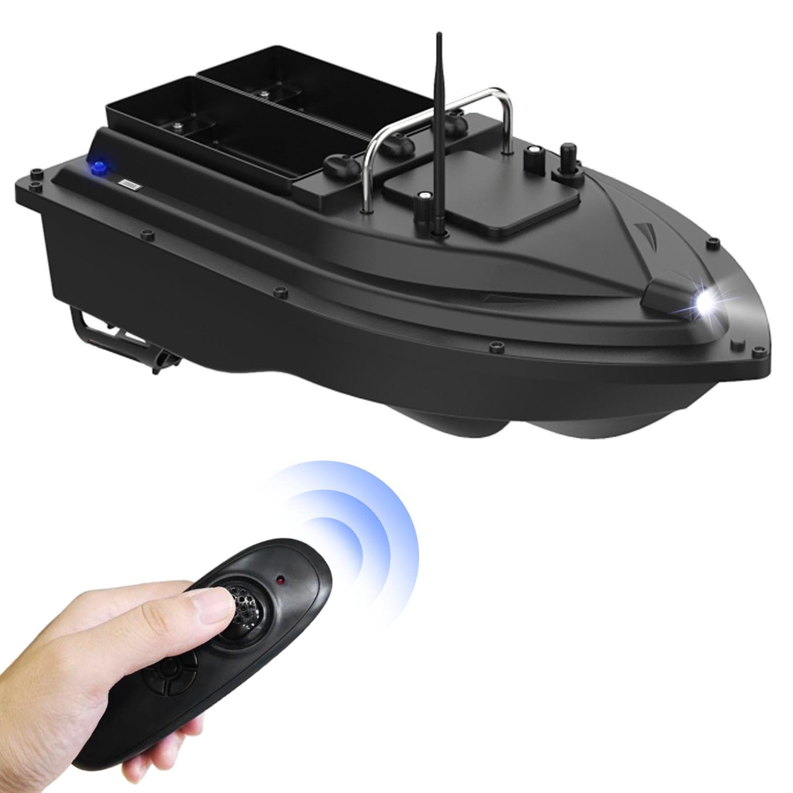 Wireless Remote Control Fishing Bait Boat with Double Bait Containers Fish Feeder Device with EU Plug