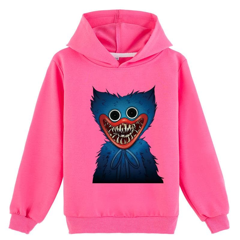 Kids 3D Hoodie Huggy Wuggy Pullover Poppy Playtime Children Sweater 130cm rose red