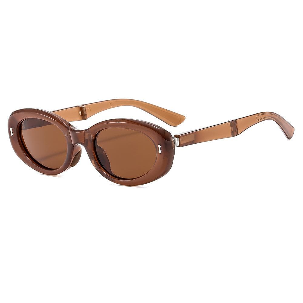 Sun Glasses Women Vintage Anti Reflective Elliptical Frame Folding Sunglasses UV Protection Lightweight Stylish