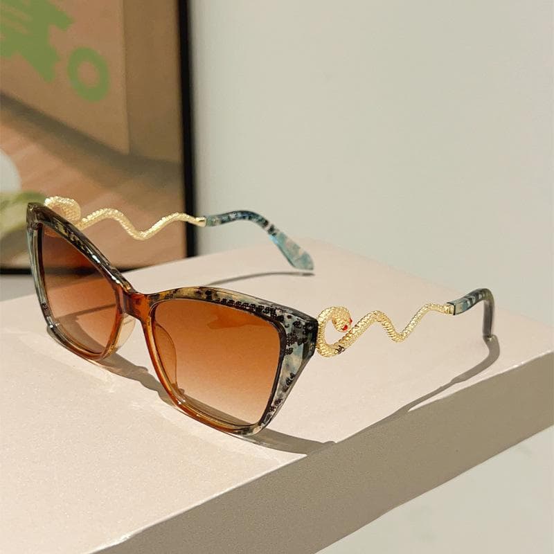 Y2K Vintage Cat Eye Sunglasses Women Men Punk Luxury Designer Metal Snake Shades UV400 Protection