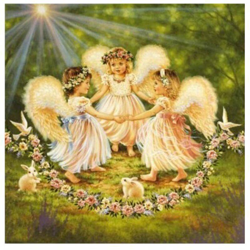 5D DIY Full Round Diamond embroidery Angle Cross Stitch Diamond Painting 30x30CM