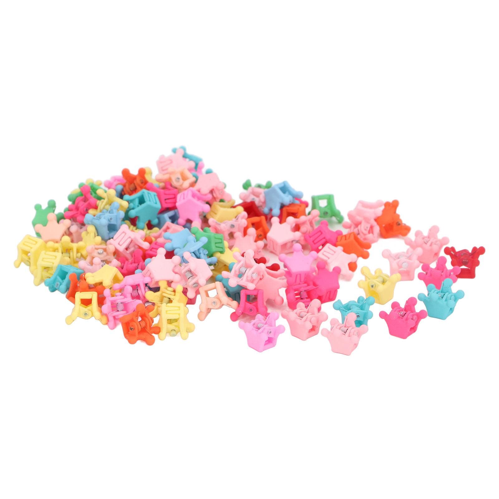 100pcs Mini Crown Hair Claw Clips Colorful Cartoon Strong Hold Lovely Tiny Hair Claw Clips