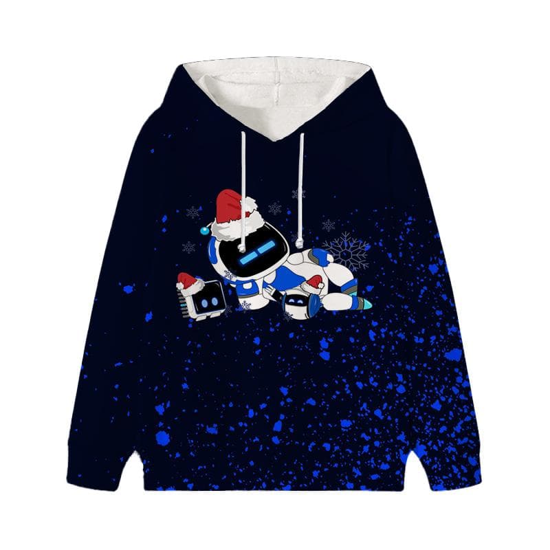 Astro Bot Hoodies Baby Unisex Cartoon Print Long Sleeve Tops Astronaut Toddler Boys Girls Casual Sweatshirts Outfits 150 silver