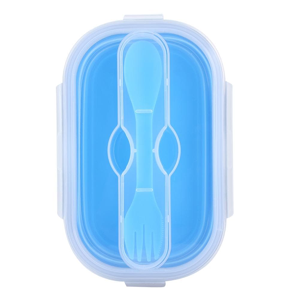 800ml Portable Silicone Folding Lunch Box Bento Boxes Food Container for Outdoor Travel blue