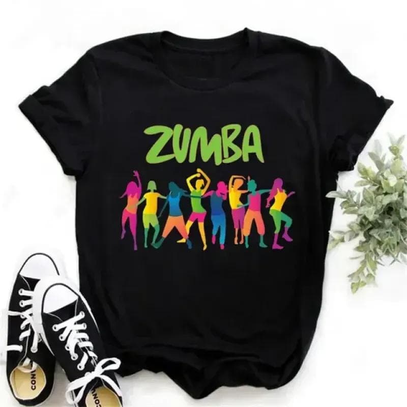 Zumba Graphic Tshirt Women's Clothing Fitness Dance Letter Printed Tees Summer Shirt Sport Gymnastics Femme Fashion T-Shirt Tops M