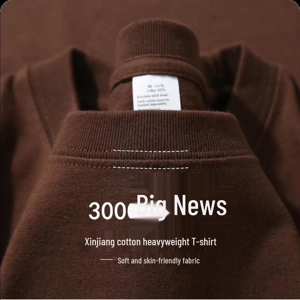 Unisex 500g Heavyweight Pure Cotton Gray-Green Short-Sleeve T-Shirt XL 150-170 lbs