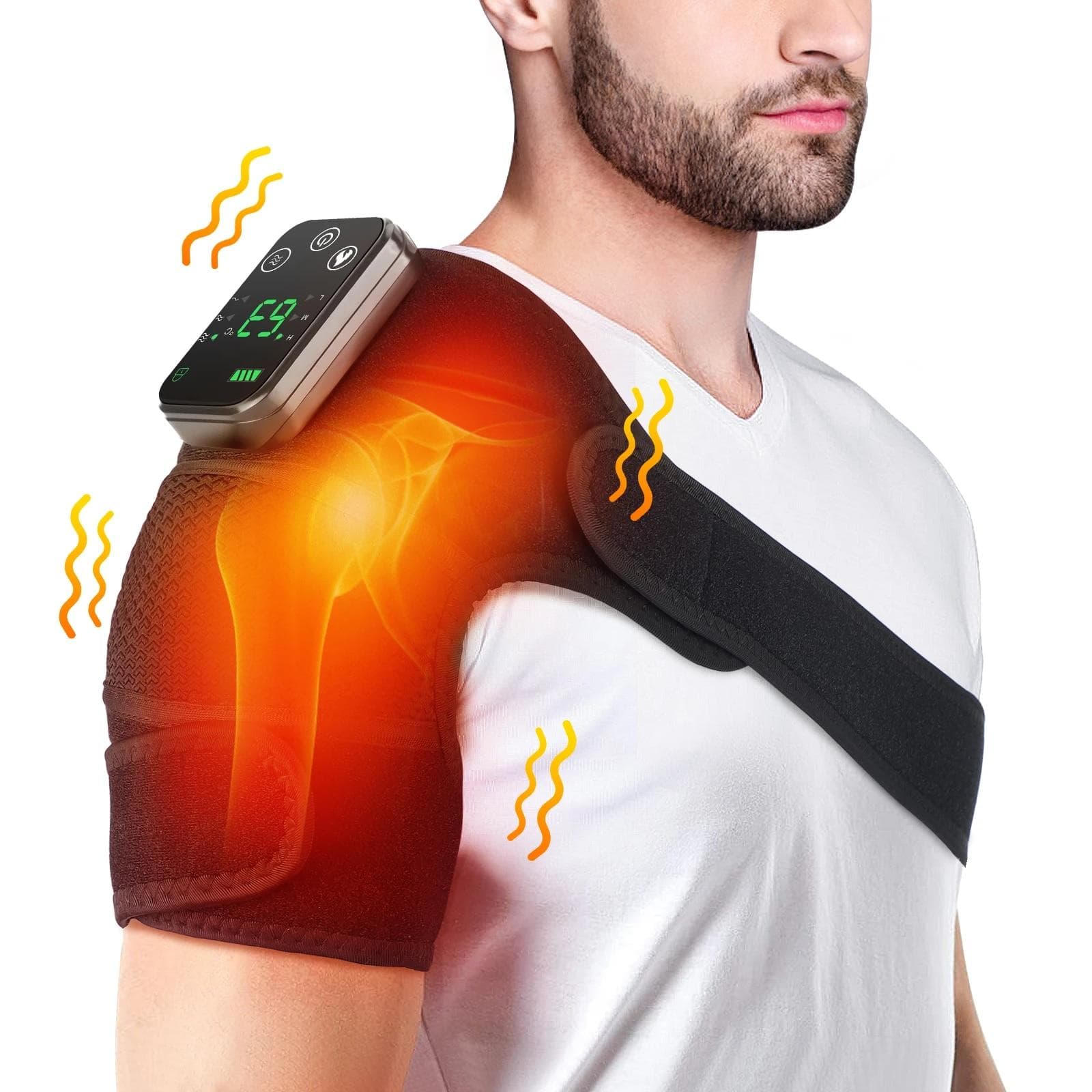 Electric Heating Vabration Shoulder Massager Brace Rechargeable Knee Elbow Massager Belt for Arthritis Pain Relief Health Care United States