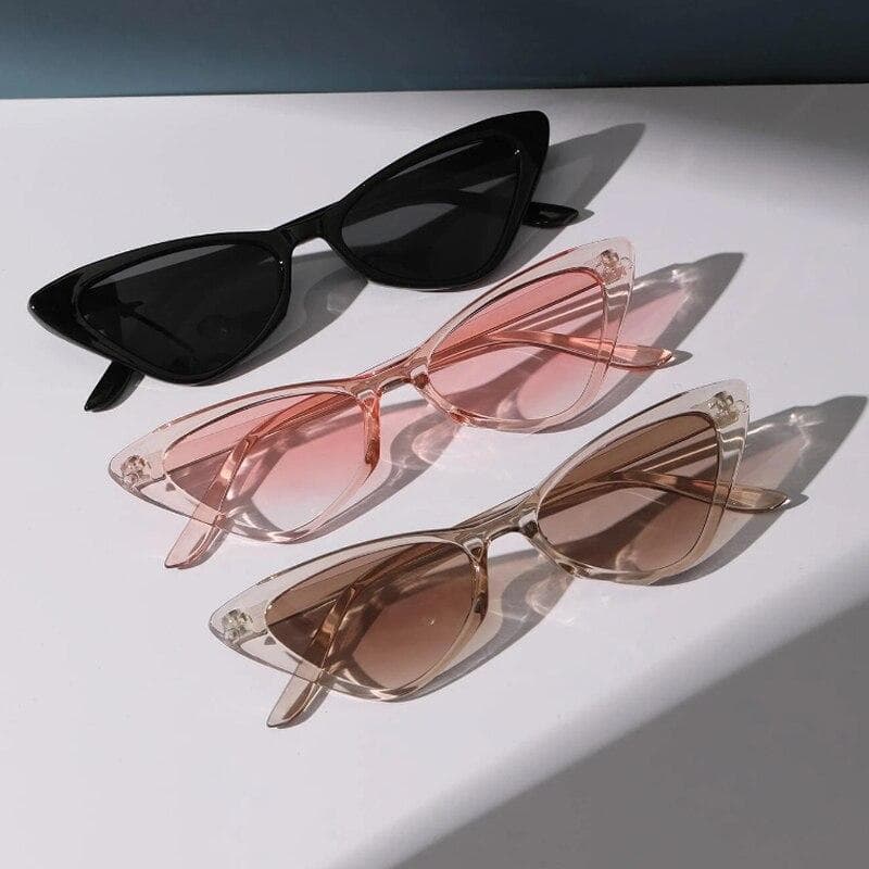 3 Pairs Small Cat Eye Sunglasses Women Retro Vintage Narrow Cateye Eyewear Set Cute Skinny Sunglasses