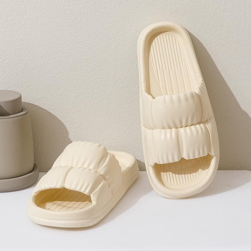 Women's Soft Sole Cloud Slippers with Thick Platform, Summer Beach Sandals and Korean Style Eva Flip Flops for Home 42-43 white
