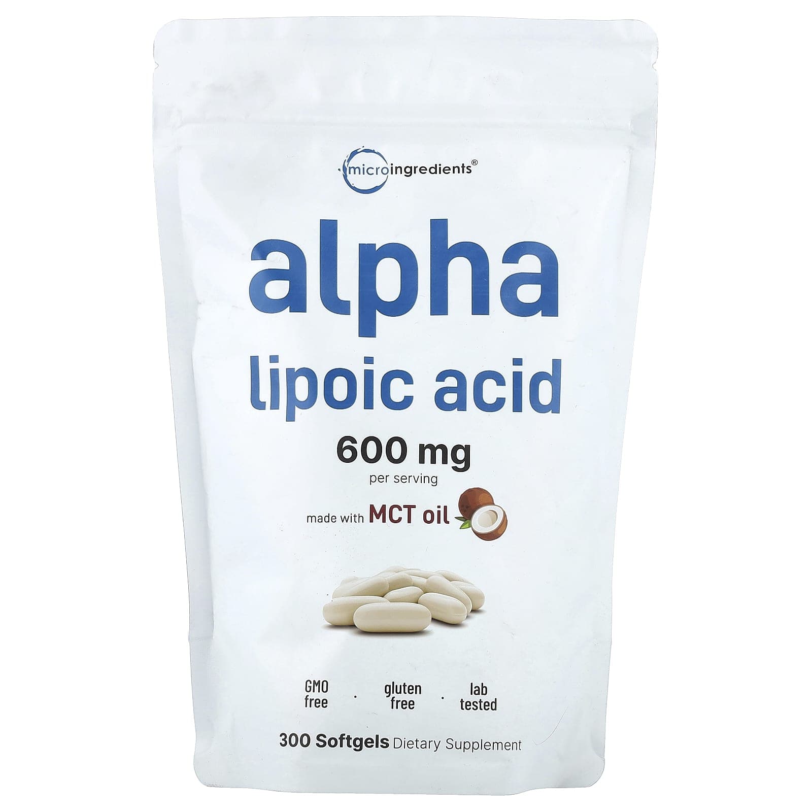 Micro Ingredients, Alpha Lipoic Acid, 300 Softgels (200mg per softgel)