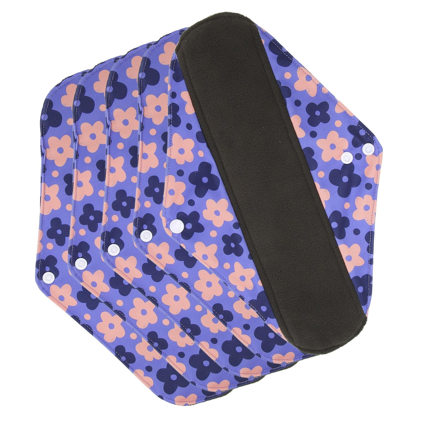 5pcs Washable Reusable Sanitary Pad Women Travel Portable Soft Breathable Printed Elegant Menstrual